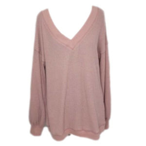 Luukse Maude Pink V neck Long Sleeve Sweater